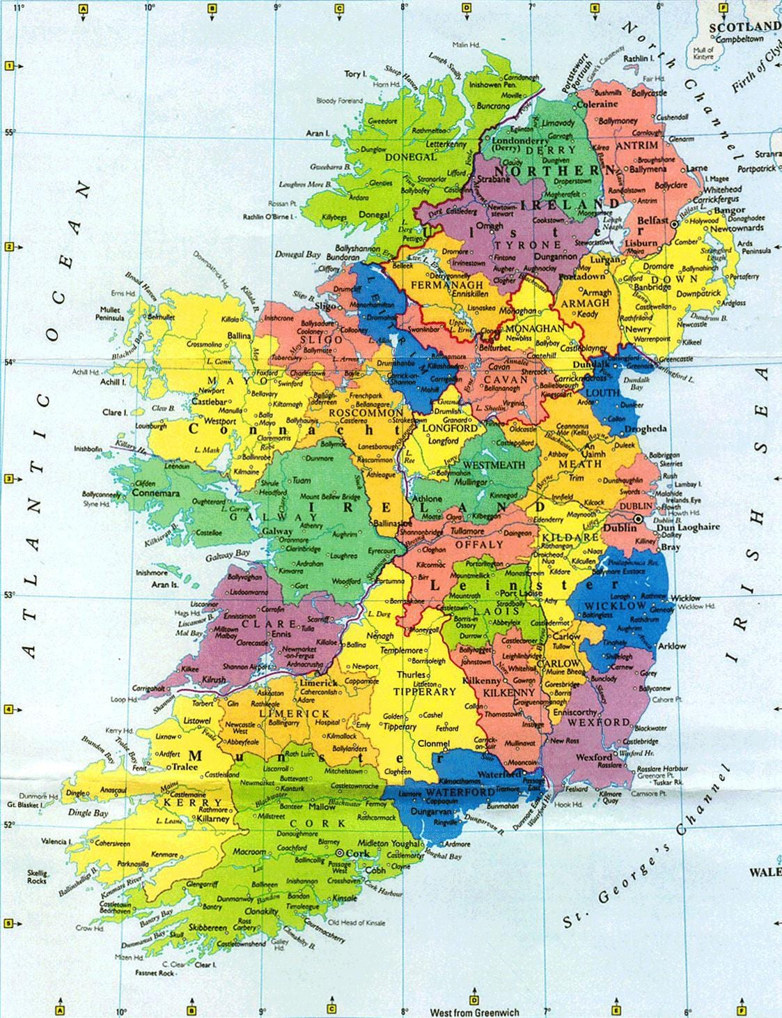 dinding yang besar peta ireland