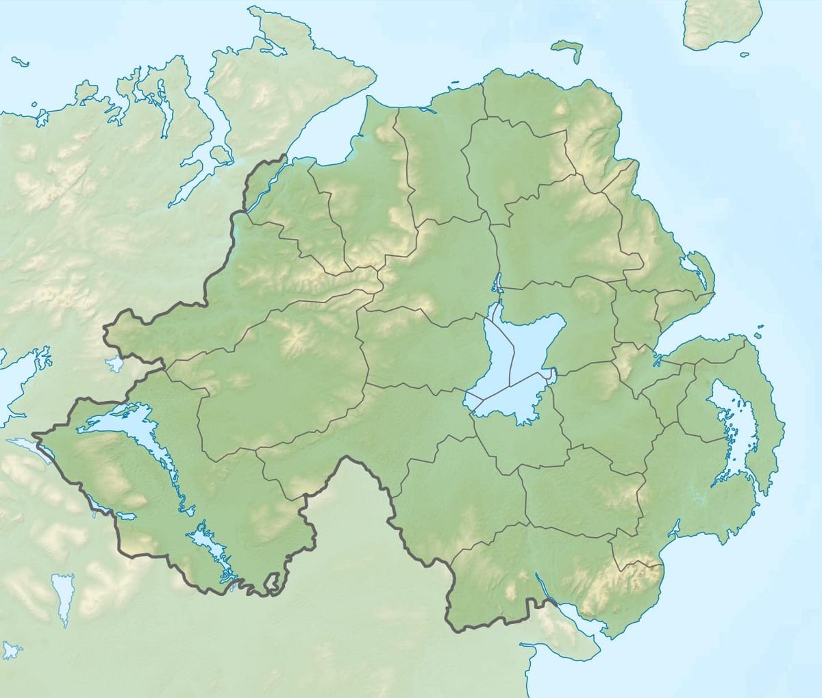 peta - peta fizikal ireland utara