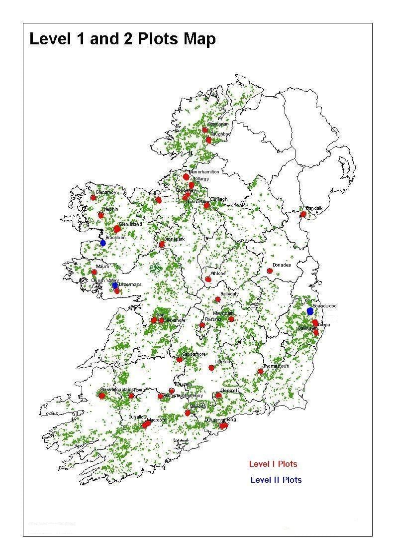 peta ireland hutan