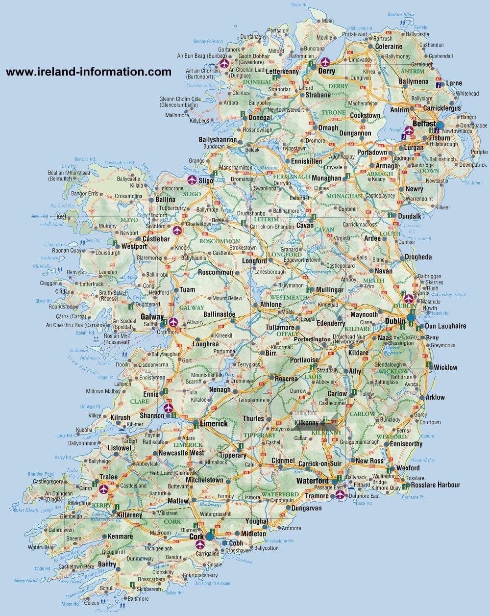 ireland peta perjalanan