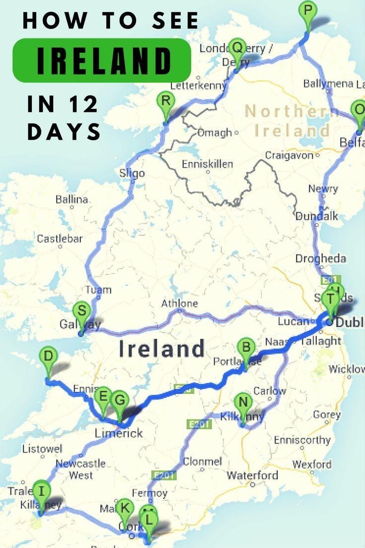 tempat untuk melawat ireland peta