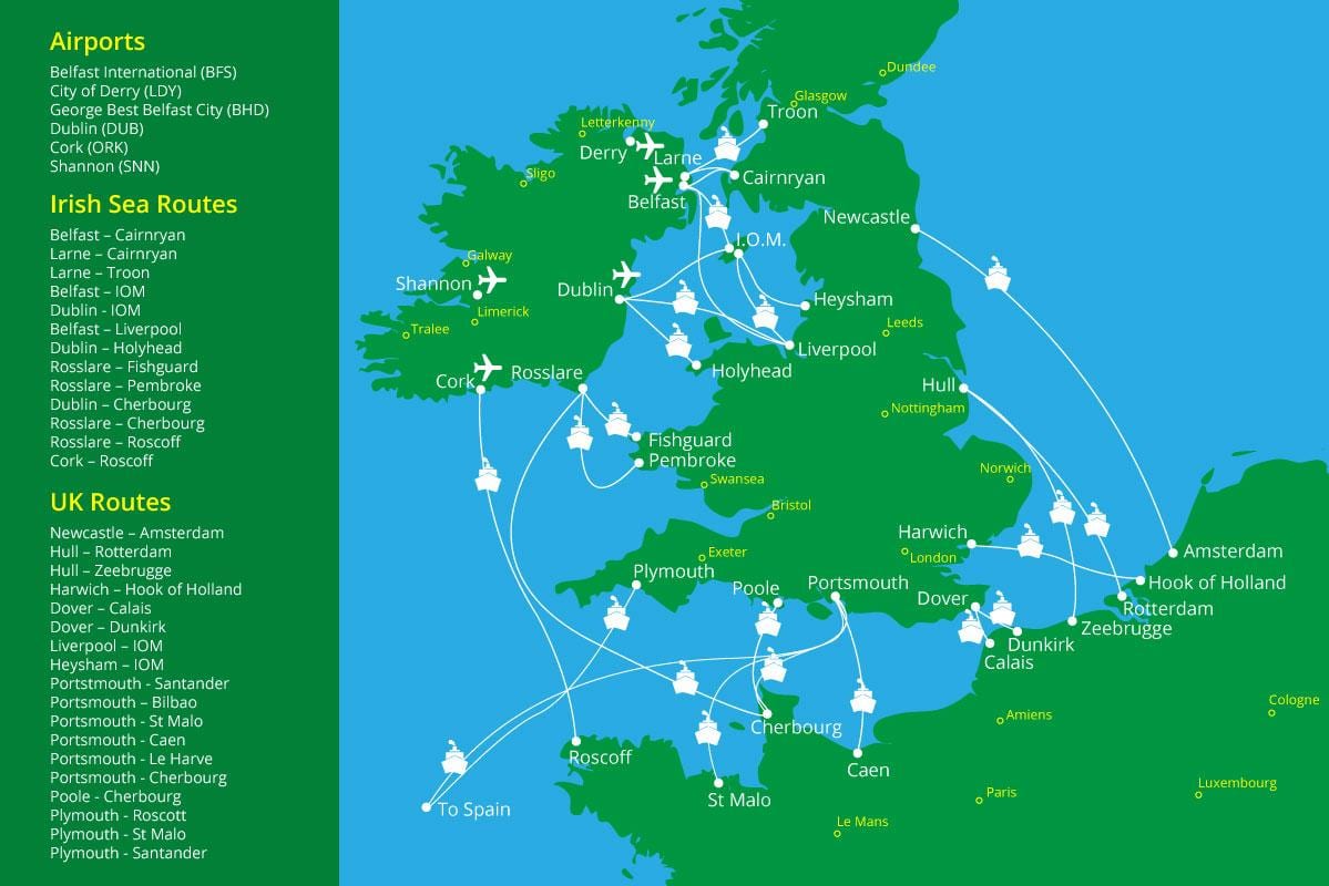 peta laluan feri ke ireland