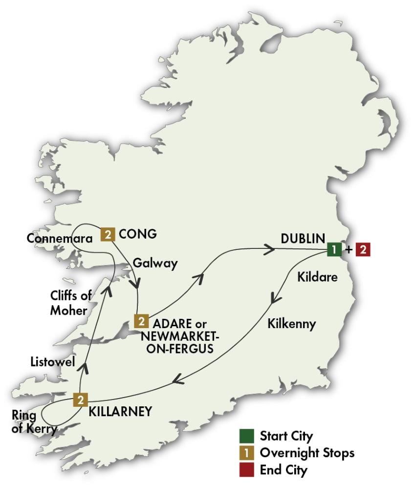 ireland memandu tur peta