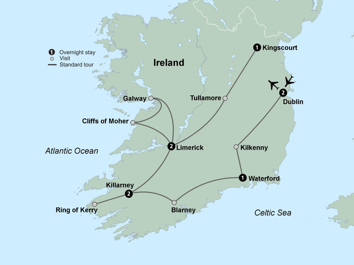 peta pelancong peta ke irlandia selatan