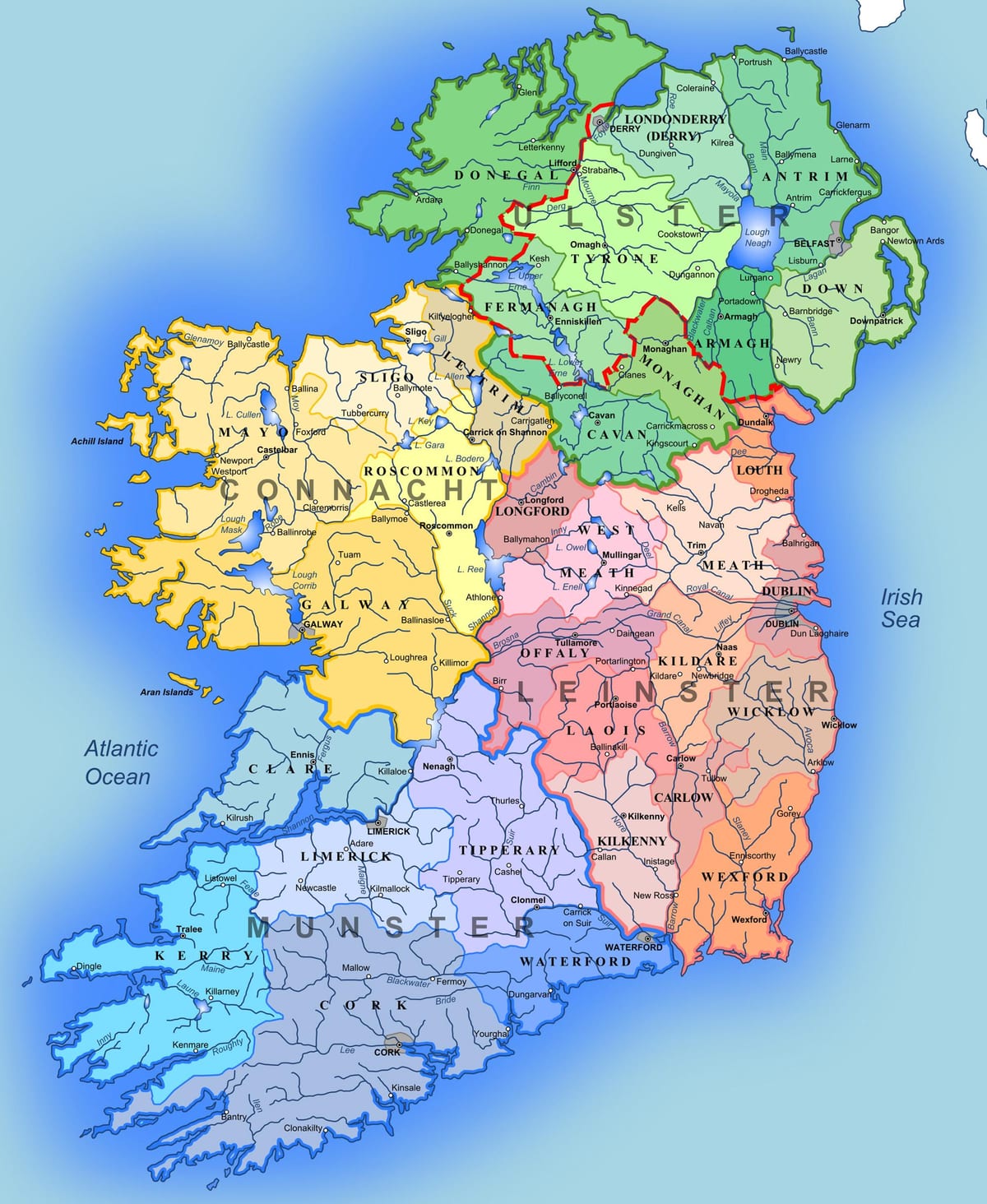 besar terperinci peta ireland
