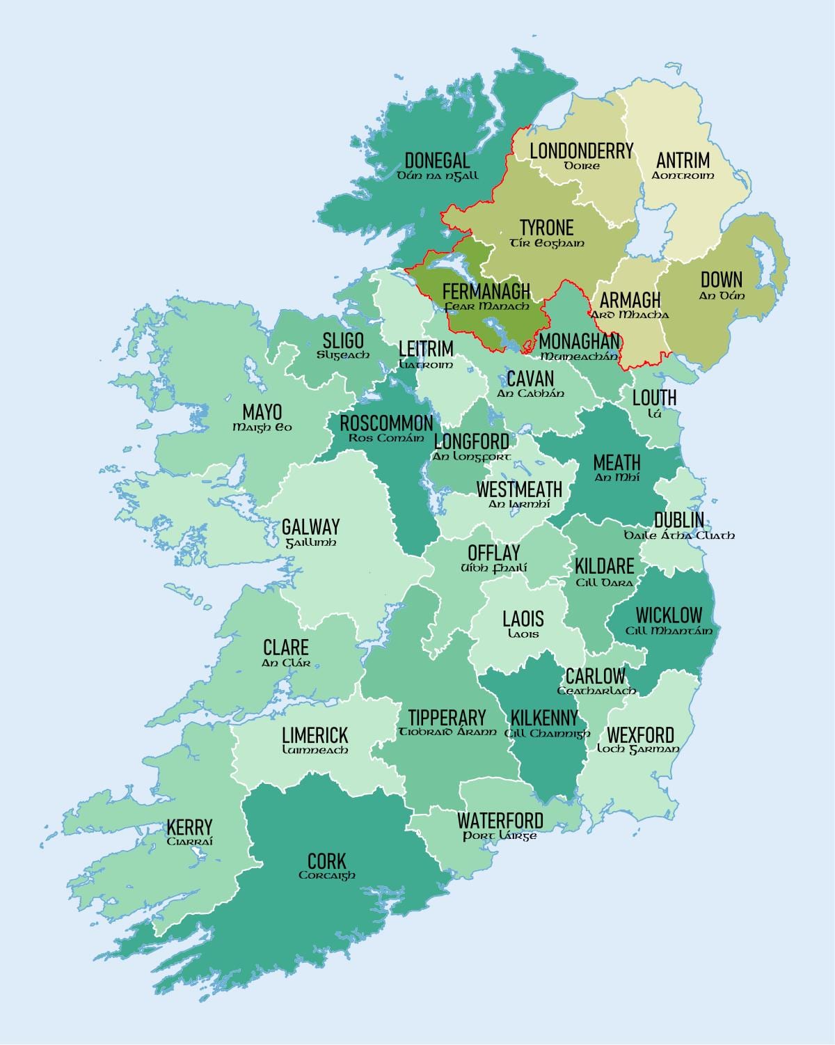 peta ireland dan daerah-daerah