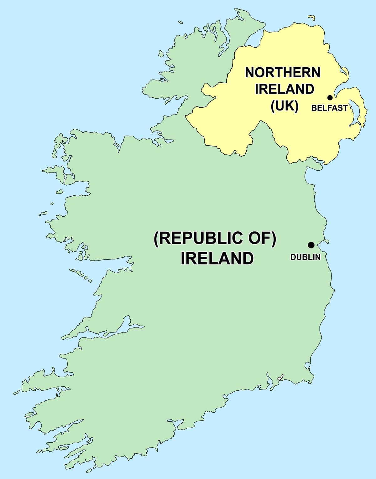  peta ireland utara dan republik ireland