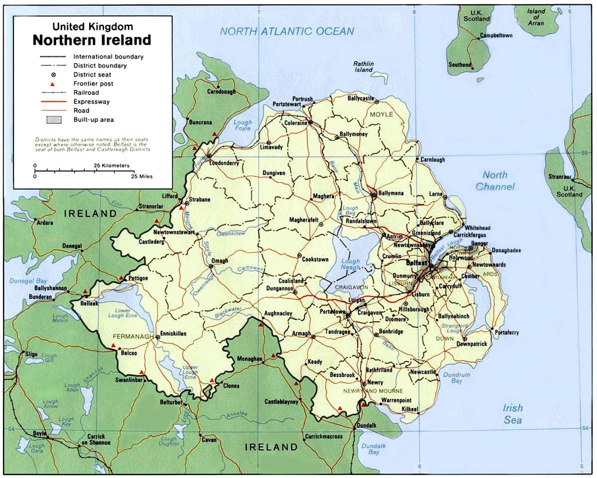 ireland utara peta bandar-bandar