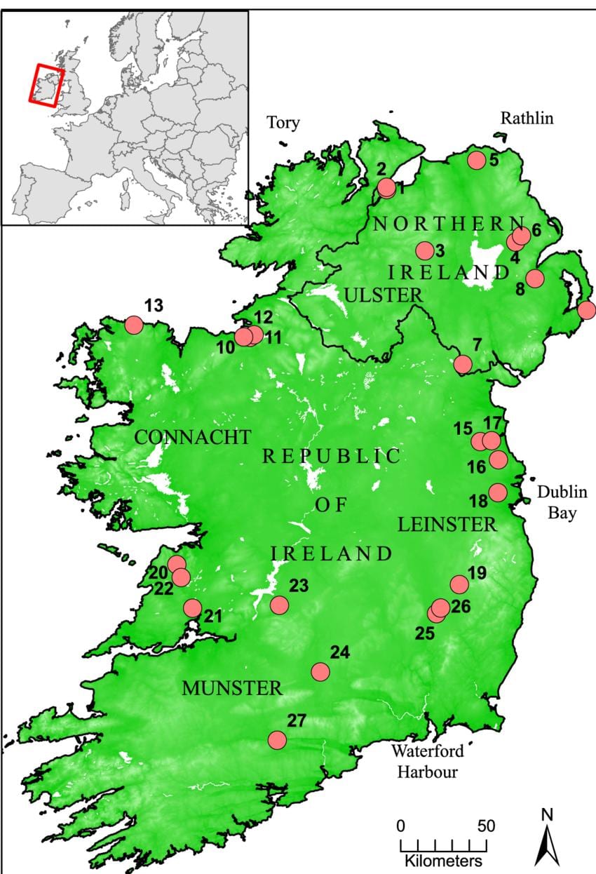 peta ireland menunjukkan sungai