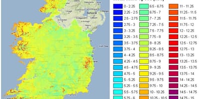 Kecepatan angin peta ireland