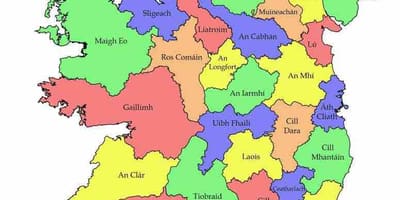 Peta ireland dengan nama-nama daerah