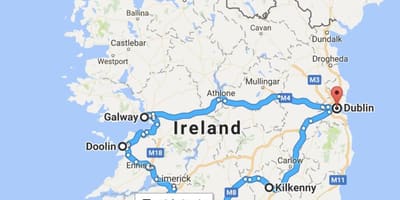 Peta ireland perjalanan perancang