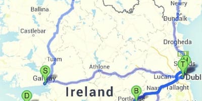 Tempat untuk melawat ireland peta