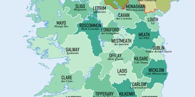 Peta ke irlandia selatan menunjukkan daerah-daerah