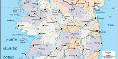 Terperinci peta ireland dengan bandar-bandar