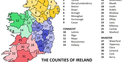 Peta ireland menunjukkan wilayah